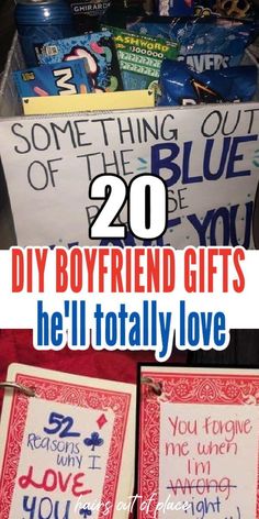 some kind of gift box with the words, 20 boyfriend gifts he'll totally love