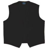 the back of a black vest on a white background with clippings for text