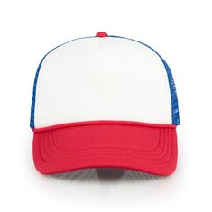 Get into the supernatural Stranger Things style with this vintage cap! This retro trucker hat is similar to the one worn by Dustin Henderson on the hit Netflix series Stranger Things. The foam front-panel is white and has royal blue mesh netting with a red brim. It's fully adjustable and will fit on most head sizes. Add it to your collection of Stranger Things TV series merchandise White Mesh Baseball Cap With Mesh Back, White Mesh Snapback Hat With Visor, White Mesh Back Baseball Cap, White Mesh Trucker Hat With Mesh Back, White Trucker Hat With Mesh Back, White Trucker Hat With Mesh Back And Curved Bill, White Snapback Baseball Cap With Mesh Back, White Mesh Back Trucker Hat, White Mesh Visor Baseball Cap