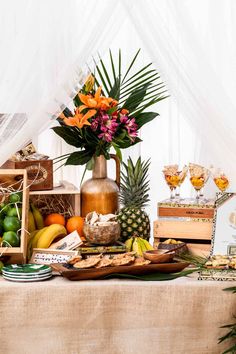 a table topped with lots of different types of food