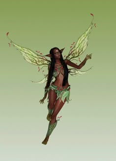 a woman dressed as a fairy flying through the air