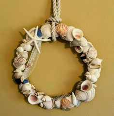 Coastal seashell wreath Seashell Wreath, Shell Craft, Delray Beach, Seashell Crafts, The Seaside, Shell Crafts, Door Wreath Hanger, Sea Shells, Wreath