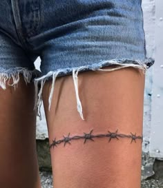 Forearm Tattoo Women Country, Tattoos All Over Body Women, Barb Wire Leg Tattoo, Barbed Wire Tattoo Thigh, Barbwire And Flowers Tattoo, Punchy Western Hand Tattoos, Western Dream Catcher Tattoo, Hip Tattoos Women Western, Barbed Wire Spine Tattoo