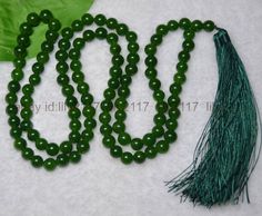 Aaa 8Mm Tibetan Buddhism 108 Green Jade Prayer Bead Mantra Mala Necklace Green Mala With 8mm Beads For Healing, Green Spiritual Beads, 108 Count, Green Round Meditation Beads, Green 8mm Beads Mala Gift, Green Gemstone Beads Mala As Gift, Green Hand-strung Mala With Round Beads, Green Hand-strung Mala As Gift, Hand-strung Green Mala As Gift, Hand-strung Green Mala Gift