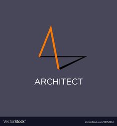 the logo for an architecture company with orange and black letters on a gray back ground