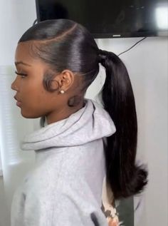 Slick Ponytail, 18th Bday, Twisted Hair, Side Ponytail, Sew Ins