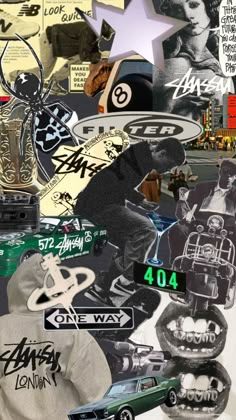 a collage of various stickers and decals