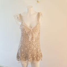 Nwt Gorgeous A.Z.I Crocheted Tank Top...So Feminine This Crocheted Top Is Lined. So Many Beautiful Details..A Must Have For Any Time Of Year! Size S A3 Layered Tank Top, Crochet Tank Top, Crochet Tank, Sequin Tank, Grey Tank Top, Sequin Tank Tops, Floral Tank Top, Blue Tank Top, One Shoulder Tops