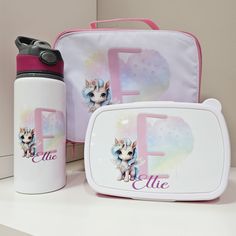 Unicorn Lunch Bag and Bottle set, Personalised gift for kids, Back to School, Children's Lunch Bag, Bottle with Straw, Stay Hydrated. Options Available: - Lunch Bag Only - Bottle Only - Lunch Box Only - Full Set (Lunch Bag, Bottle & Lunch Box) The lunch bag is fully insulated with PEVA lining, a main zip compartment and a grab handle perfect for little hands.  - fully insulated  - wipe clean interior  - PEVA lining, BPA free - zippered main compartment  - Dimensions 24 x 20 x7.5cm Aluminium wate Cute White Lunch Box For Gift, Unicorn Lunch, Water Bottle Flip, Kids Lunch Boxes, Bottle Flip, Lunch Box Set, Aluminum Water Bottles, Aluminum Bottle, Personalized Gifts For Kids