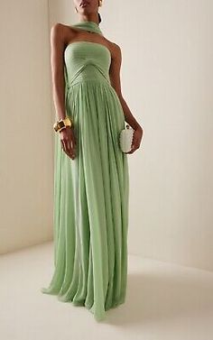 Summer Formal Wedding Guest Attire Revolve, Wedding Guest Dress Olive, Italian Inspired Bridesmaid Dresses, Formal Ruffle Dress, Green Haute Couture Gowns, Prom Dress Inspiration Unique, Sage Sequin Dress, Boho Chic Formal Dresses, Spring Evening Gown