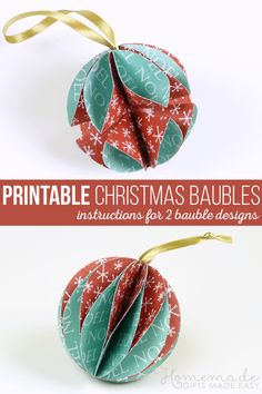 an ornament with the words printable christmas baubles instructions for 2 bubble designs