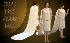 two women in white dresses and veils with the words zelda's 1933 wedding dress