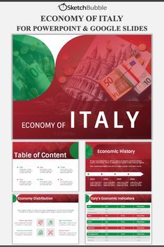 the italian country is depicted in this brochure for powerpoint and google slides