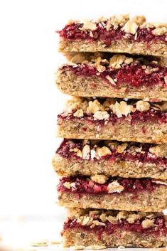 stack of granola bars with cranberry toppings