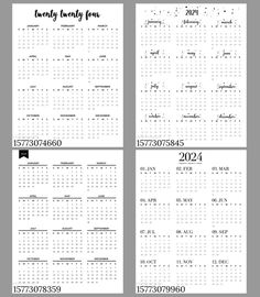 three different calendars with the same date on each page and numbers in black ink