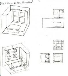 some drawings of different rooms and furniture