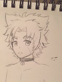 a drawing of an anime character with short hair