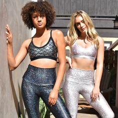 Look and feel mer-mazing in high performance, sparkly foil accented leggings! Perfect for wearing in the studio or a fun night out. Four-way stretch fabric molds to your body and keeps you cool and dry, with moisture-wicking abilities to take care of sweat! Super comfy high-waisted band that can be folded down to suit your body shape. Size Chart WOMEN'S LEGGINGS: x-small: 0-2 small: 2-6 medium: 6-10 large: 10-14 the inseam on full length leggings is approximately 31" the inseam on sneaker length