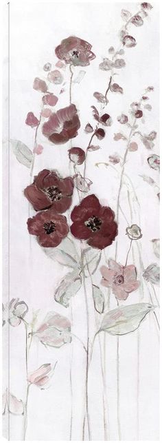 some red flowers on a white background with watercolors and pen drawing style paint