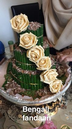 there is a cake that has flowers on it