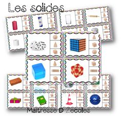 a set of four pictures with different shapes and numbers on them, including dices