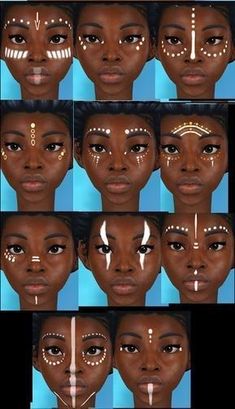 African Face Paint, African Makeup, Facial Markings, Teknik Makeup, Greasy Hair, Styles Hairstyles, Face Art Makeup