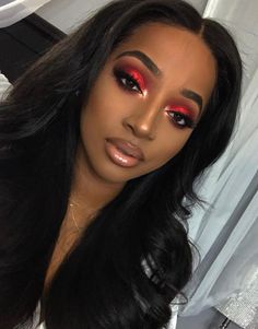 Red Makeup Looks, Makeup Cantik, Red Eye Makeup, Makeup For Black Skin, Red Eyeshadow, Red Makeup, Glamour Makeup, Dark Skin Makeup