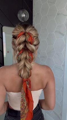 Braid Scarf, Hairstyle Long, Hair Scarf Styles, Work Hairstyles, Hair Scarf, Hairdo For Long Hair