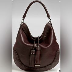 Stunning, Authentic Burberry, Leather Tassel, Hobo Bag. The Bag Is In Excellent Condition And Comes With The Original Dust Bag. Width Is 15.5", Height Is 14.5" And It Is Approx. 1" Deep. The Shoulder Strap Drop Is Approx. 7" Crocheted Bags, Kelly Bag, Handbag Heaven, Gorgeous Leather, Burberry Handbags, Leather Hobo Bag, Prada Handbags, Hobo Handbags, Leather Hobo