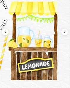 the lemonade stand is painted with watercolors