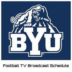 the logo for the football tv broadcast schedule, which is featured in blue and white