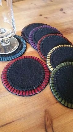 Wool Table Runner, Recycling Fabric, Fabric Recycling, Wool Felt Coasters, Felted Crafts, Kids Handicraft, Wool Coasters