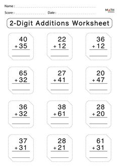 two digit addition worksheet to help students learn how to use the same numbers