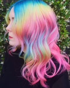 Cute Hair Colors, Rainbow Hair Color, Multi Colored Hair, Multicolored Hair, Beautiful Hair Color, Fantasy Hair, Pretty Hair Color, Bright Hair, Unicorn Hair