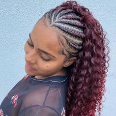 Half Back Cornrow Hairstyles, Short Half Braided Hairstyles, Half Braided Cornrow Hairstyles, Half Hair Braided Hairstyles Black, Half Braids Half Crochet Hairstyles Short, Stitch Braid Low Ponytail, Half Braided Box Braids, Half Braided Hairstyles Short Hair, Half Cornrows Half Curly Crochet