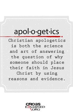 an image with the words apologetics written in red and black on it