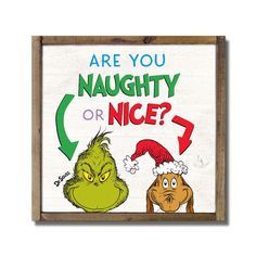 Add a Grinchy touch to your home this holiday season with this festive, officially licensed Dr. Seuss' The Grinch framed wood plaque. Designed and printed in the United States on quality materials, this is an item you’re sure to love. Our Dr. Seuss framed wood plaque wall art accentuates the look of your interior décor, looking equally stunning in a collage or on its own as a focal point on the wall or sitting on an end table.13.5x13.5x1.5Printed on white-coated poplarFade-resistant UV inks for Whoville Sign, Grinch Signs, Grinch Sign, Grinch Decorations, Natural Stain Wood, Gingerbread Christmas Tree, Halloween Frames, Typography Artwork, Mirror Sign