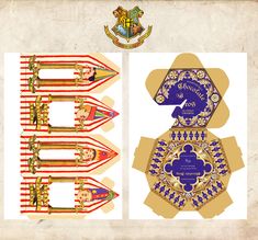 the hogwart's crest and insignia are on display in this paper cutout