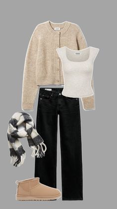 Autumn outfit idea Beige Cardigan Outfit Fall, Beige Cardigan Outfit, Cardigan Ootd, Winter Cardigan Outfit, Cardigan Fall Outfit, Black Fall Outfits, Outfit Cardigan, Comfy Casual Outfits, Cardigan Outfit