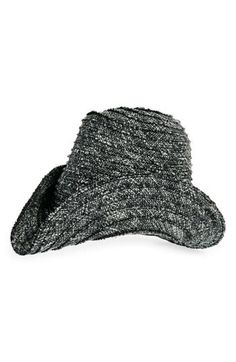 A dramatically turned-up brim adds head-turning appeal to this woven Western hat fashioned with an interior sweatband for lasting comfort. Interior sweatband 53% acrylic, 47% polyester Dry clean Made in the USA Black Hat Women, Lifeguard Hat, Western Hat, Contemporary Accessories, Satchel Tote Bag, Women's Headwear, Western Hats, Pajama Robe, Designer Clothes For Men