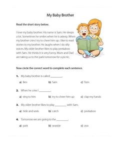 the worksheet for baby brother is shown in this page, which shows an image of