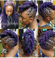 Love this color on her locs Mohawk Loc Styles Black Women, Lavender Locs, Locs Mohawk, Loc Mohawk, Dreads Styles For Women, Sisterlocks Styles