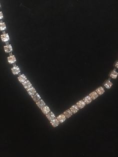 "16\" rhinestone necklace in excellent shape with no missing stones!! Weighs 9g FREE SHIPPING TO USA" Evening Diamond Necklace With Rhinestones, Sparkling Diamond White Necklace For Evening, Diamond White Sparkling Necklace For Evening, Silver Rhinestone Tennis Necklace For Anniversary, Dazzling Sparkling Rhinestone Necklace For Anniversary, Diamond White Necklaces With Stones For Formal Events, Diamond White Necklaces With Stones For Formal Occasions, Formal Diamond White Necklaces With Stones, Crystal Bling Necklaces For Anniversary