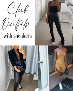 Outfit For Clubbing, Summer Outfits 2023 Going Out, Party Outfit Sneakers Night, Ladies Night Out Outfits Club, Dance Night Outfit, Club Outfits For Women With Sneakers, Clubbing Outfits 2023