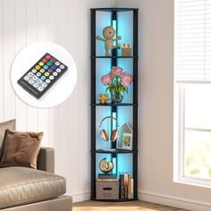 Tribesigns Corner Shelf, Corner Bookshelf Bookcase with 6 Color Lights Tribesigns Glass Display Shelves, Corner Bookshelf, Corner Display, Open Bookshelves, Corner Bookshelves, Color Lights, Floor Lamp With Shelves, Corner Decor, Floor Standing Lamps