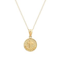 Celebrate her special day with this 14k gold Charming Girl baptism medallion pendant necklace. Click on this JEWELRY & WATCHES GUIDE to learn about fit, styles, materials and more! Celebrate her special day with this 14k gold Charming Girl baptism medallion pendant necklace. Click on this JEWELRY & WATCHES GUIDE to learn about fit, styles, materials and more! FEATURES Pendant dimensions: 0.7 in. x 0.4 in. Chain length: 18 in. Chain type: link Clasp: spring-ring Nickel free Metal: 14k gold Finish 14k Gold Cross Pendant Necklace For First Communion, Yellow Gold Pendant Jewelry For First Communion, Gold Pendant Necklace For Baptism, Yellow Gold Pendant For First Communion, Yellow Gold Cross Pendant For First Communion, Baptism Girl, Girls Jewelry, Gold Finish, Spring Rings