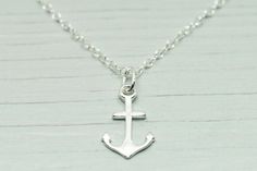 Anchor jewelry silver anchor necklace nautical by SeaAndCake Everyday Silver Anchor Jewelry, Everyday Silver Jewelry With Anchor Shape, Classic Silver Anchor Jewelry, Nautical Sterling Silver Anchor Necklace, Silver Anchor Necklace In Sterling Silver, Dainty Silver Necklace, Anchor Jewelry, Nautical Necklace, Anchor Necklace