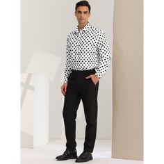 The polka dot prints make this shirt more attractive and youthful. These polka dot shirts can be worn with your dress pants, or jeans. Suitable for casual and formal occasions, you can wear the shirt for business meetings, daily work, dates, and parties, to make you handsome and stylish. And it is also a gift for a father, son, boyfriend, husband, or friend. Fitted Polka Dot Collared Shirt, Polka Dot Shirt With Button Closure For Work, Polka Dot Long Sleeve Shirt For Workwear, Fitted Polka Dot Shirt For Work, Spring Polka Dot Shirt For Work, Polka Dot Shirt, Father Son, A Father, Polka Dot Print