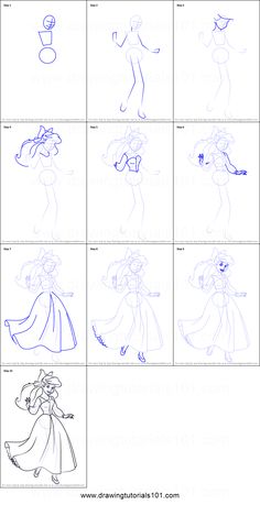 how to draw disney princesses step by step instructions for children and adults, with pictures