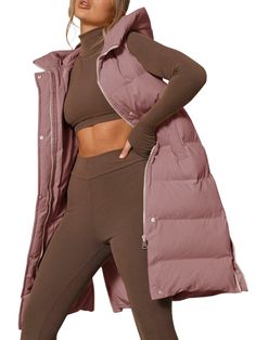 PRICES MAY VARY. Fabric: Lightweight, Soft, Breathable And Absorbent. Fabric Is Durable And Wearproof. Feature: Long Down Vest For Womens, Zip Up Closure, Lightweight, Sleeveless Hooded Puffer Long Jacket Coats For Women, Pockets, Solid Color, Cute And Fashion. It Kindly Matche With Your Favorite Tops, Leggings, High Heels, Boots Shoes. This Down Vest Keeps Your Warm While Leaving Your Arms Free. It Suitable For Casual Wear, Dating, Office, Outdoor And Sports Wear Etc Occasion: Great For Skiing, Long Quilted Vest, Long Down Vest, Bulky Sweaters, Puff Vest, Long Coat Jacket, Long Coats, Long Coat Women, Casual Vest, Quilted Vest